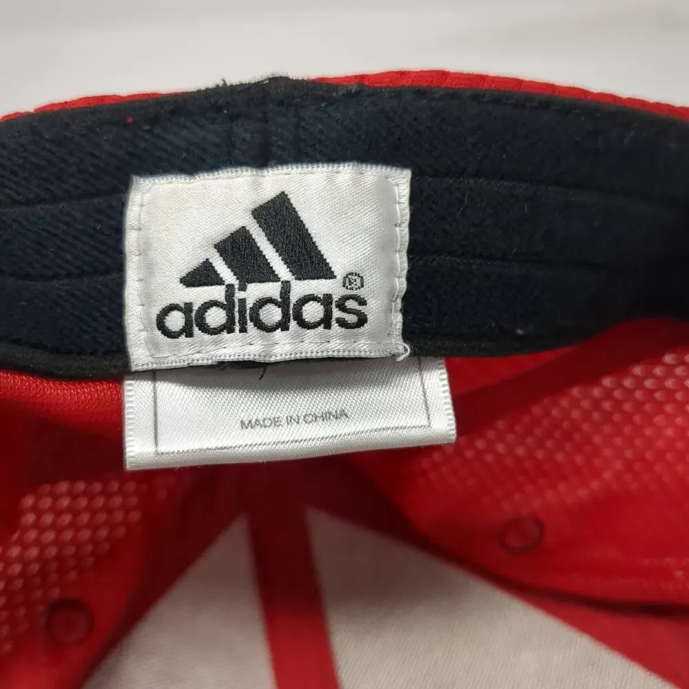 Adidas Baseball Cap Red XL Stretch Fit Curved Brim Polyester Embroidered Hat